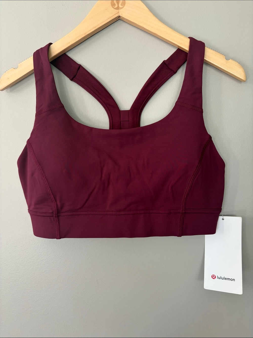 Lululemon Power Through Bra Size 10 Deep Ruby NWT Sports Athletic Gym